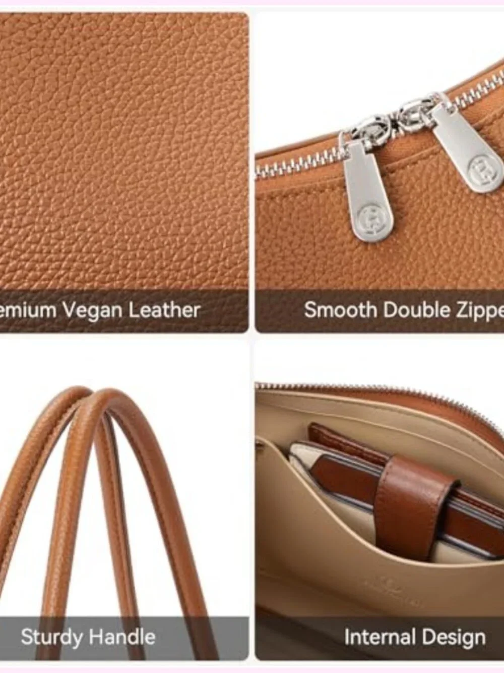 Small Vegan Leather Hobo Handbag Shoulder Purse Winter Bag